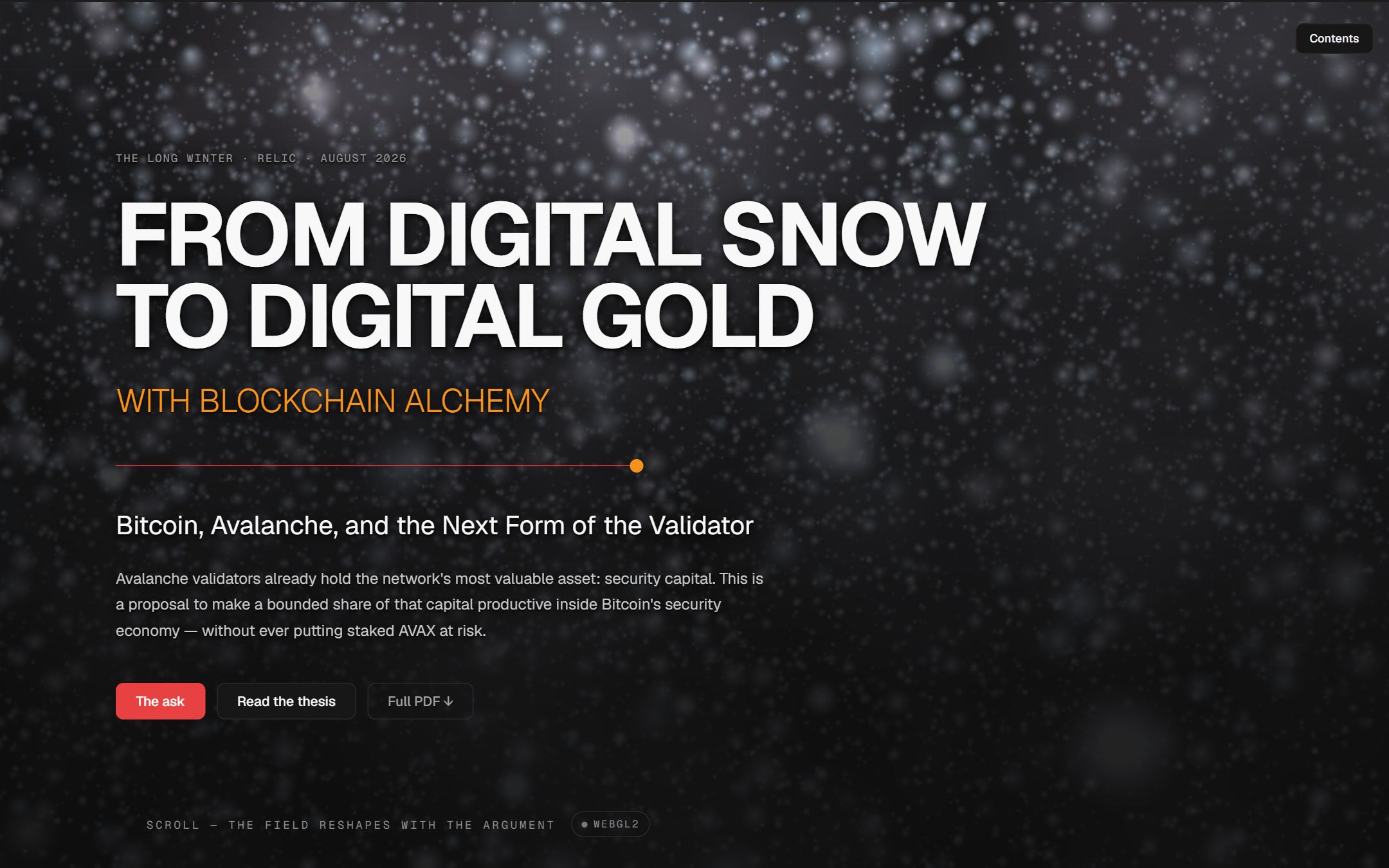 The Long Winter — A funding proposal to the Avalanche Foundation, as an interactive essay.